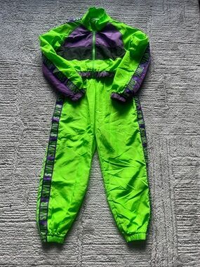 Lolanta | Kids Swir Neon Green & Purple Track Suit, Size 140 (8-9)